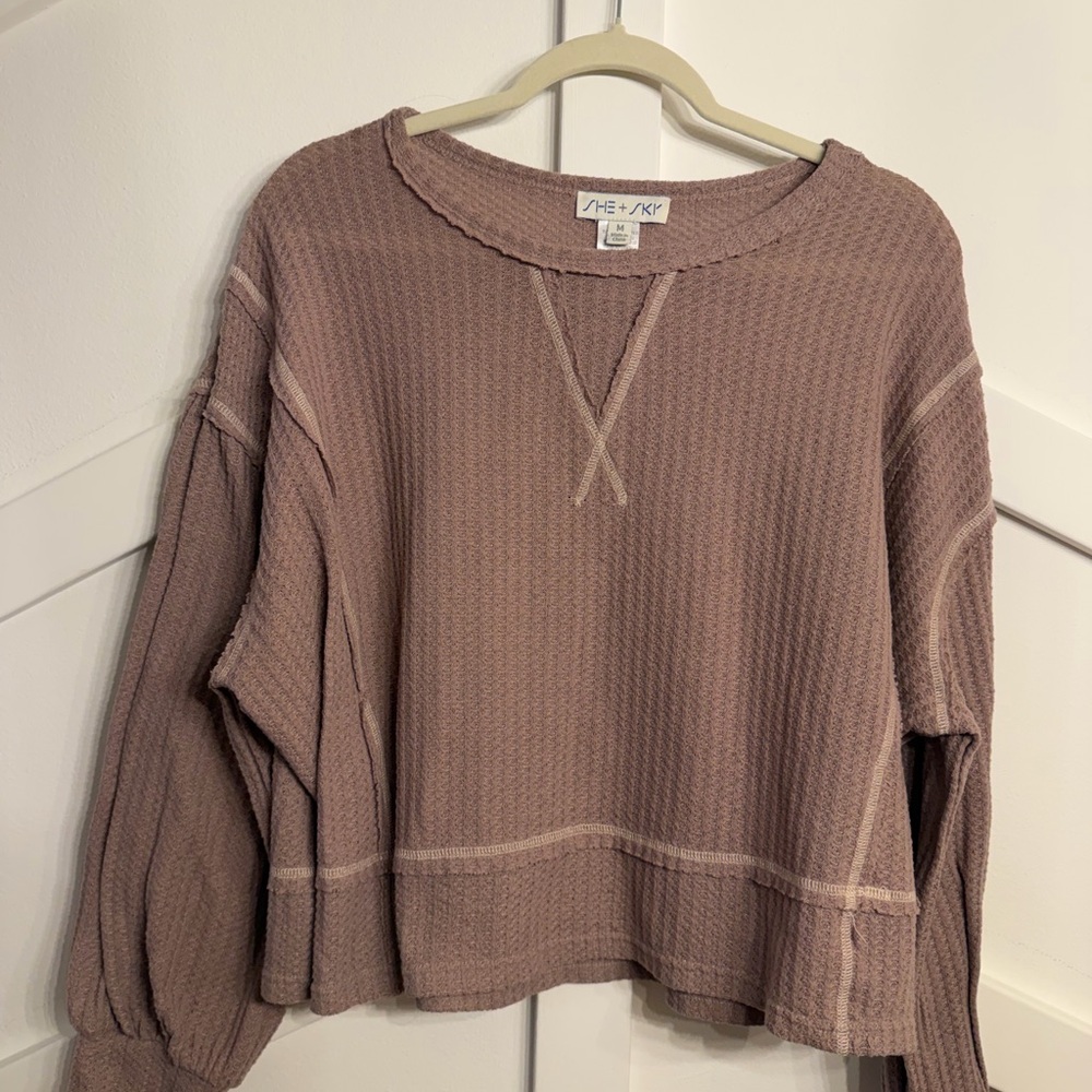 She + Sky Mauve Waffle Knit Top